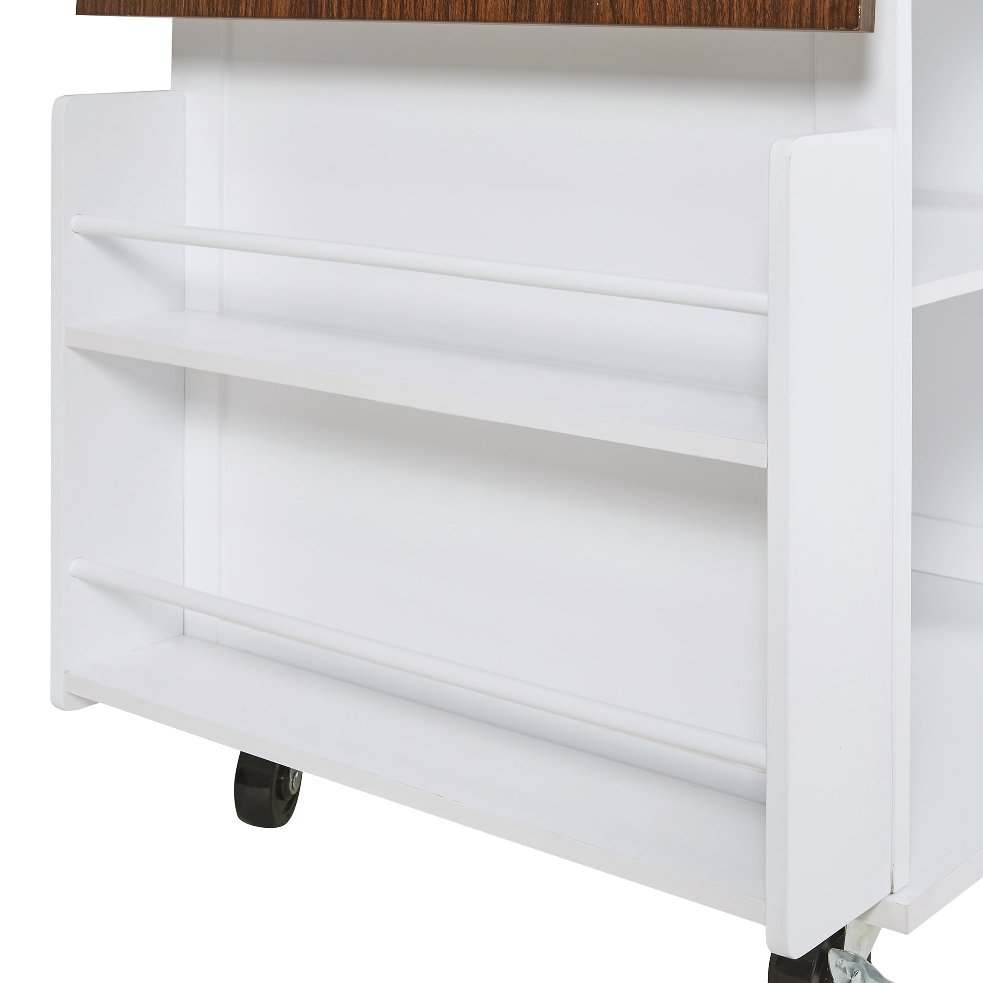 Aukfa Rolling Kitchen Island with Drop Leaf, 39" Mobile Kitchen Cart with Storage Cabinet and Drawer, White
