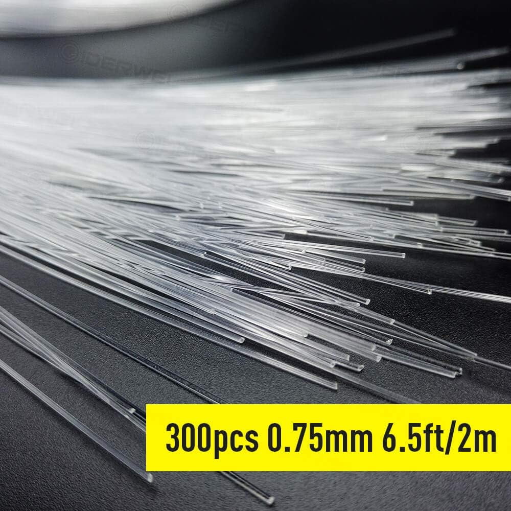 GIDERWEL Fiber Optic Cable 7.0 ft (approx. 2.0 m) 300 pcs 0.03 inch (0.75 mm) Plastic End Luminous Fiber Optic Cable, suitable for Starry Sky Ceiling Fiber Optic Lights and any Light Engine Drive