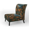 thumbnail image 3 of Designart "Vibrant Orange Flowers Along the Coast I" Orange Beach Upholstered Accent Chair - Traditional Arm Chair For Living Room, 3 of 5