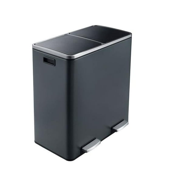 60L Dual Compartment Trash Can - Matt Grey