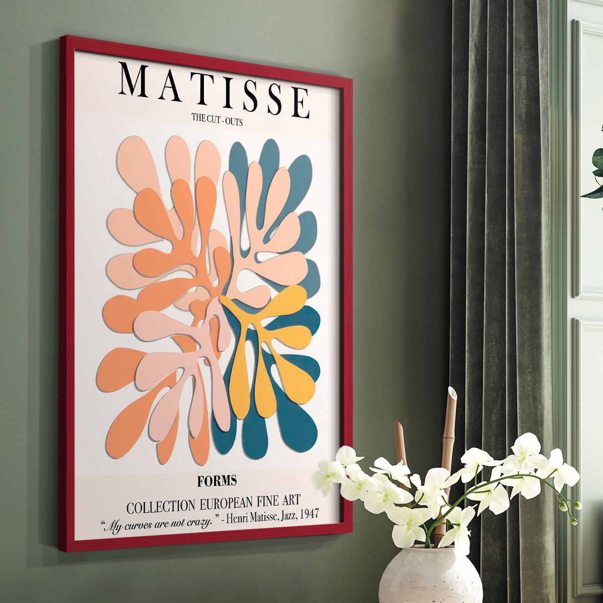 Matisse CXCIV Framed Print in Red Solid Wood 8 x 10 Framed Print