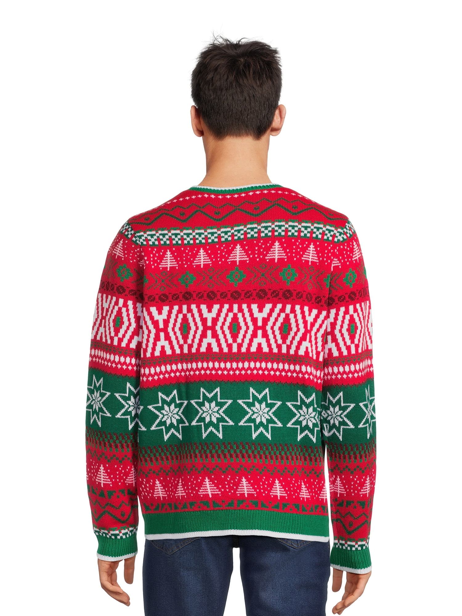 Holiday Time Men's Gnome Ugly Christmas Sweater with Long Sleeves