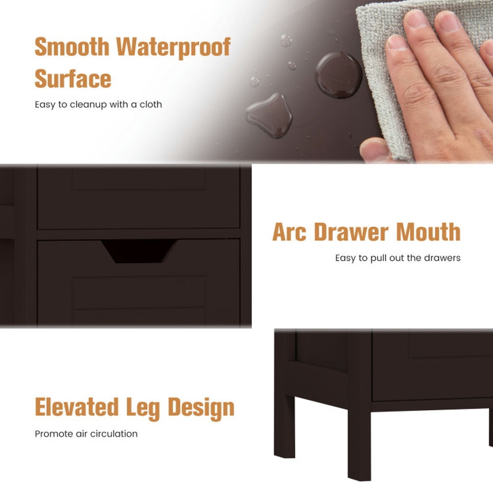 Finihen Bathroom Storage Cabinet, Bathroom Floor Cabinet, Bathroom Wooden Floor Cabinet Multifunction Storage Rack Stand Organizer, for Bathroom, Living Room, Bedroom, Kitchen, Brown Finihen Bathroom Storage Cabinet, Bathroom Floor Cabinet, Bathroom Wooden Floor Cabinet Multifunction Storage Rack Stand Organizer, for Bathroom, Living Room, Bedroom, Kitchen, Brown