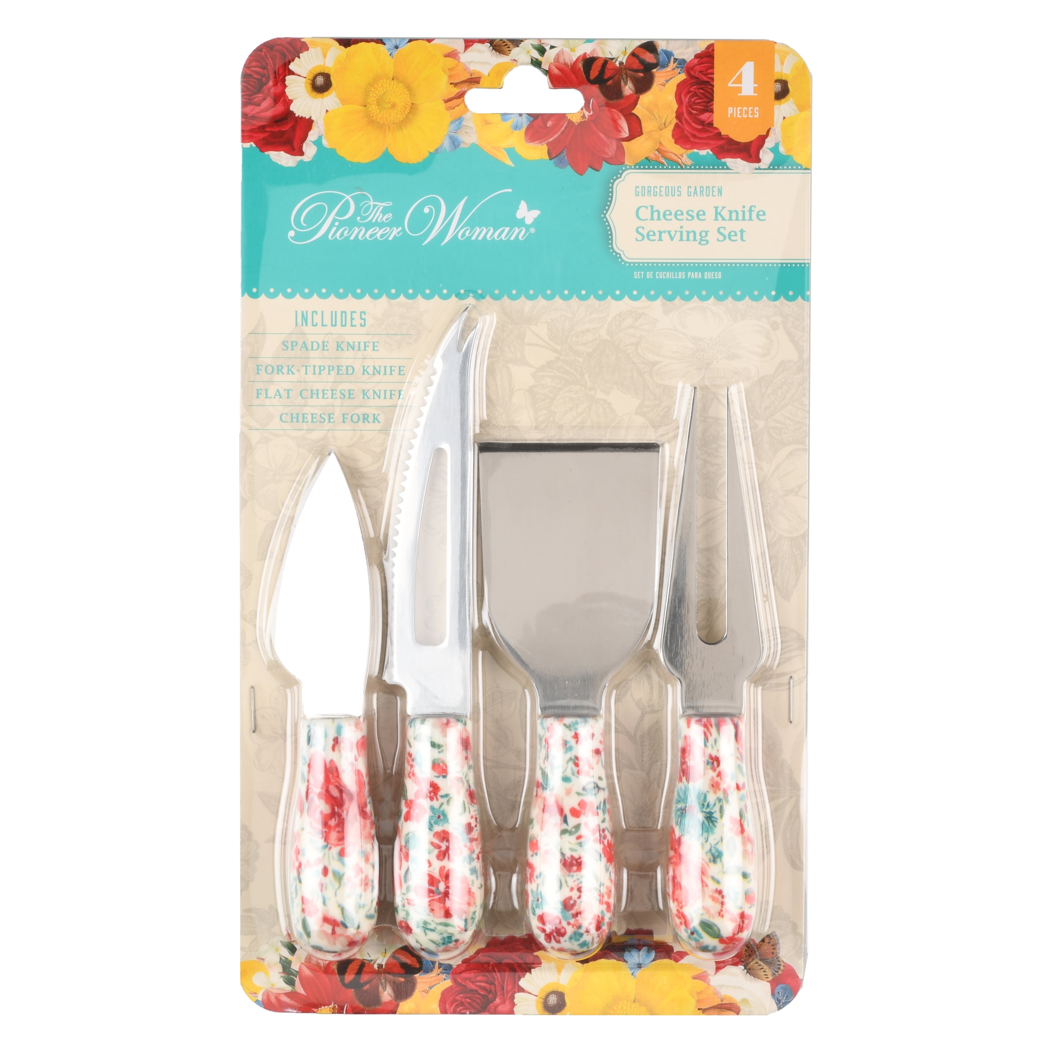 The Pioneer Woman 4-Piece Stainless Steel Cheese Knife Serving Set, Gorgeous Garden