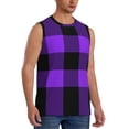thumbnail image 2 of Uemuo Purple Buffalo Plaid Pattern Men's Sleeveless T-Shirt,Muscle Athletic Tank Top, Moisture-wicking Quick-dry Breathable Classic Tee Top for Gym Run Outdoor Sports-3X-Large, 2 of 8