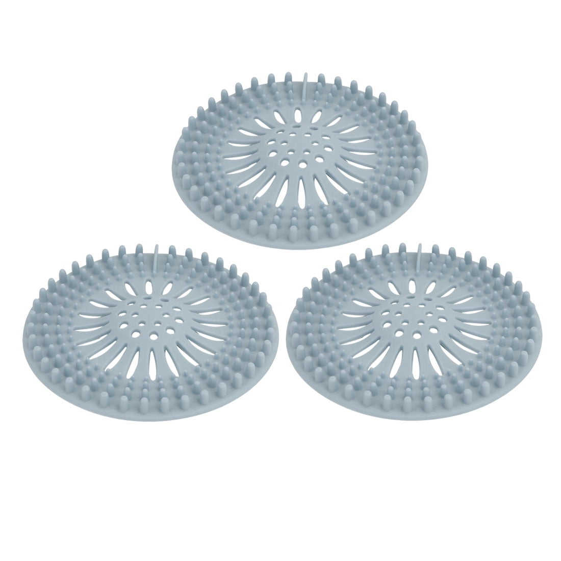 130mm Diameter TPR Rubber Drain Hair Catcher Strainer Blue 3pcs