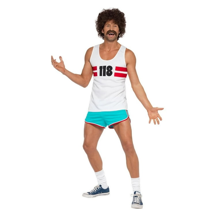 118118 Runner Costume Adult White Blue 118118 Runner Costume Adult White Blue
