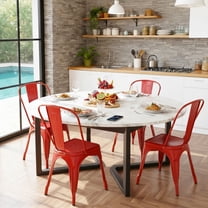 FDW Metal Dining Chairs Set of 4 Indoor Outdoor Chairs Patio Chairs Kitchen Metal Chairs 18 Inch Seat Height Restaurant Stackable Chair Tolix Side 330LBS Weight Capacity