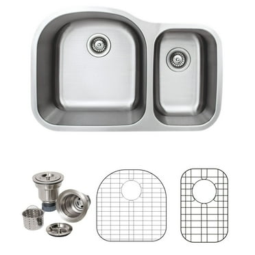 Wells Sinkware  Craftsmen Series 32-inch 16-gauge Undermount 70-30 Double Bowl Stainless Steel Kitchen Sink Package