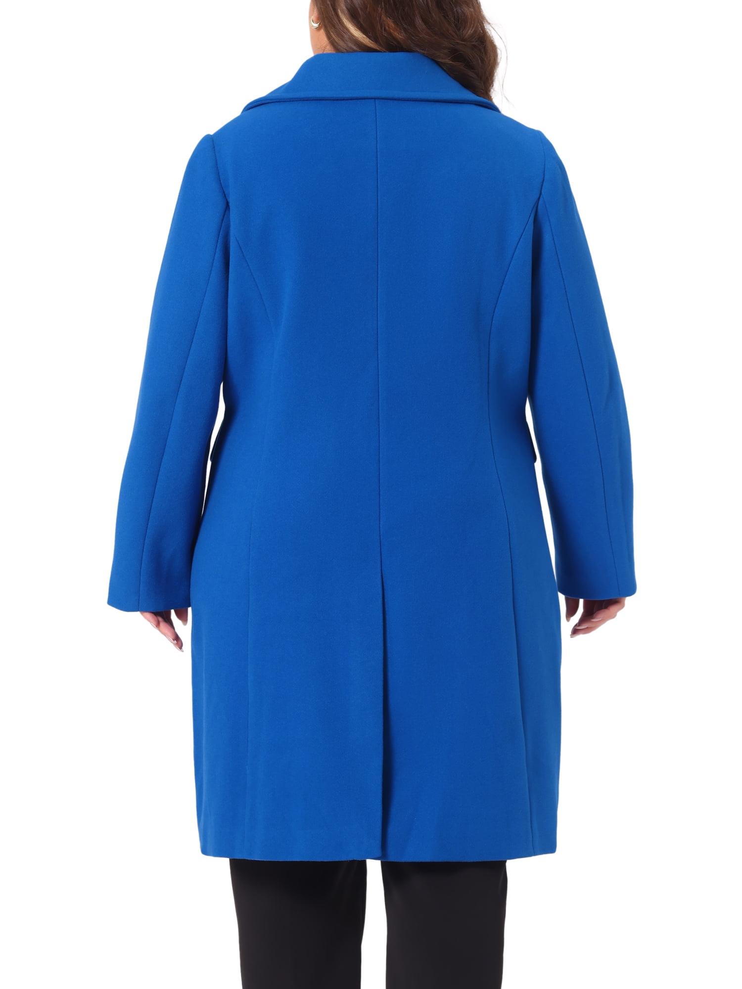 DARING DIVA Women's Plus Size Elegant Peter Pan Collar Single Breasted Coat 2X Royal Blue