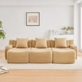 thumbnail image 3 of FFH 115.3" Reversible Sofa, Modular Sectional Cloud Couch with Pillows (Camel, 3 Seater with 3 Ottoman), 3 of 14