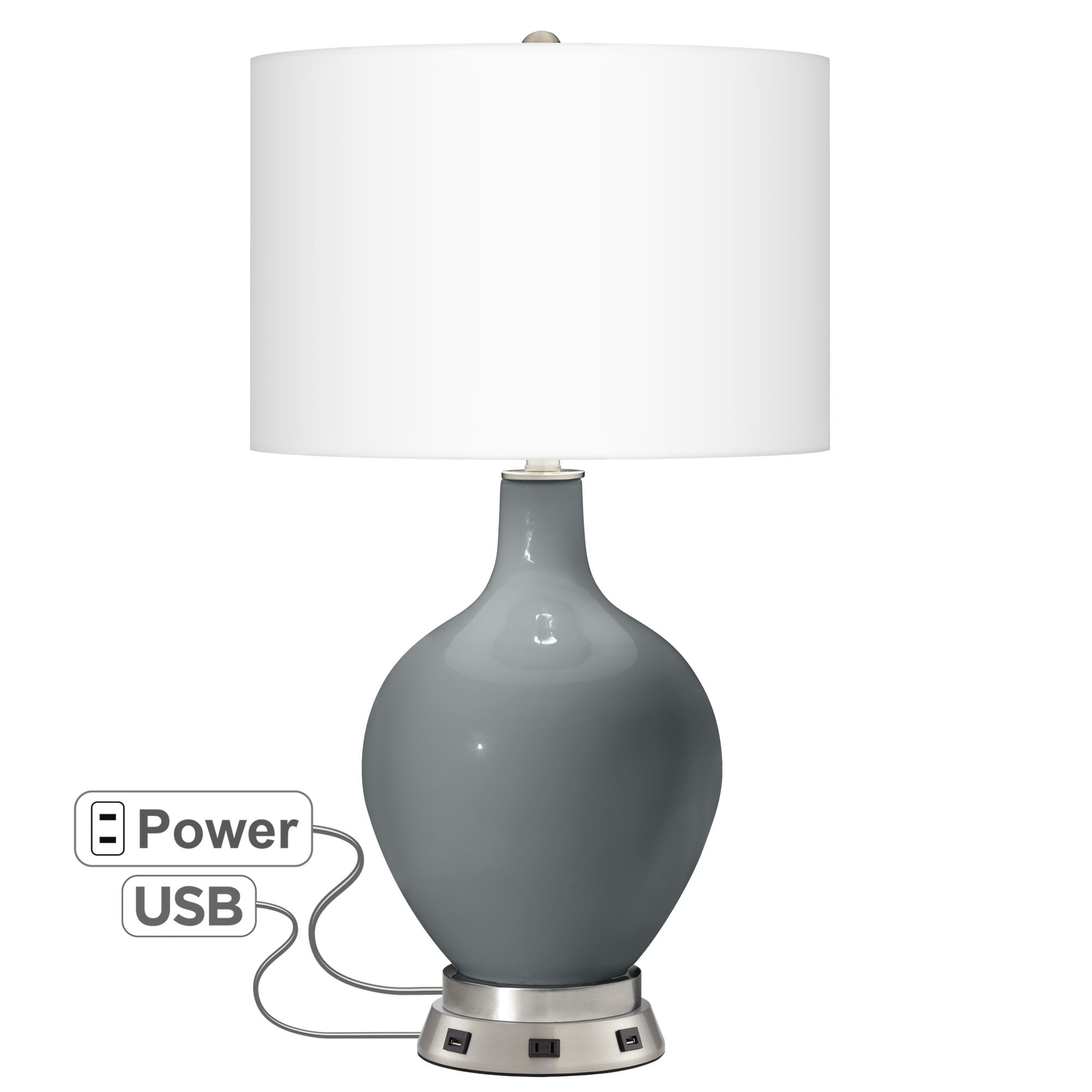 Color + Plus Smoky Blue Ovo Table Lamp with Black Shade - Walmart.com