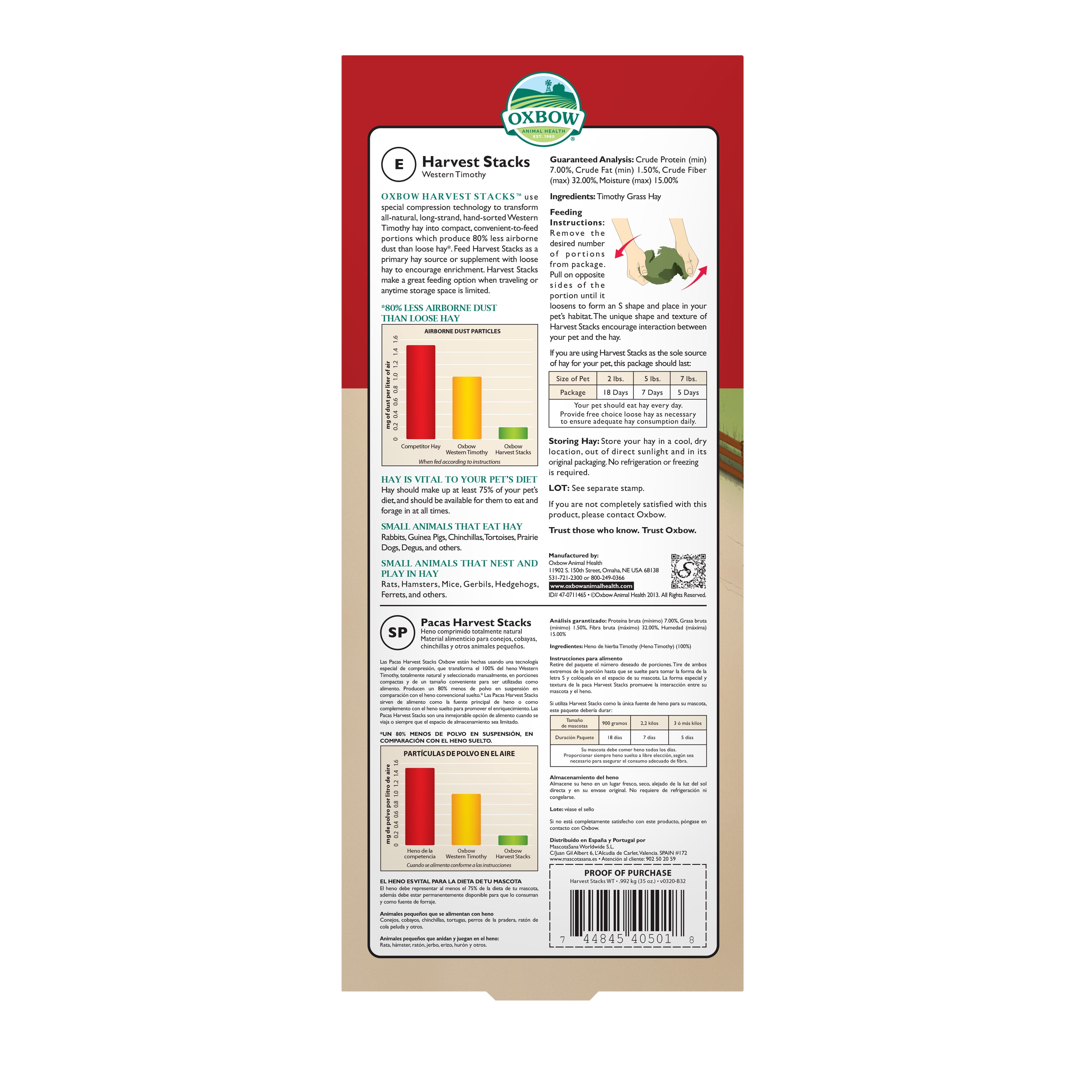Oxbow Harvest Stacks Western Timothy Dry Small Animal Food, 35 oz.