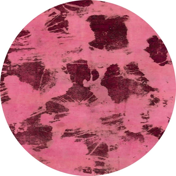 Ahgly Company Indoor Round Abstract Violet Red Pink Abstract Area Rugs, 4' Round