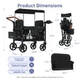 thumbnail image 3 of Vipsafe Foldable Wagon Stroller for 4 Kids, All-Terrain Convertible Wagon for Toddlers with 5-Point Harness, Foot Brake, 9-Level Adjustable Handle, Removable Canopy, Black, 3 of 13