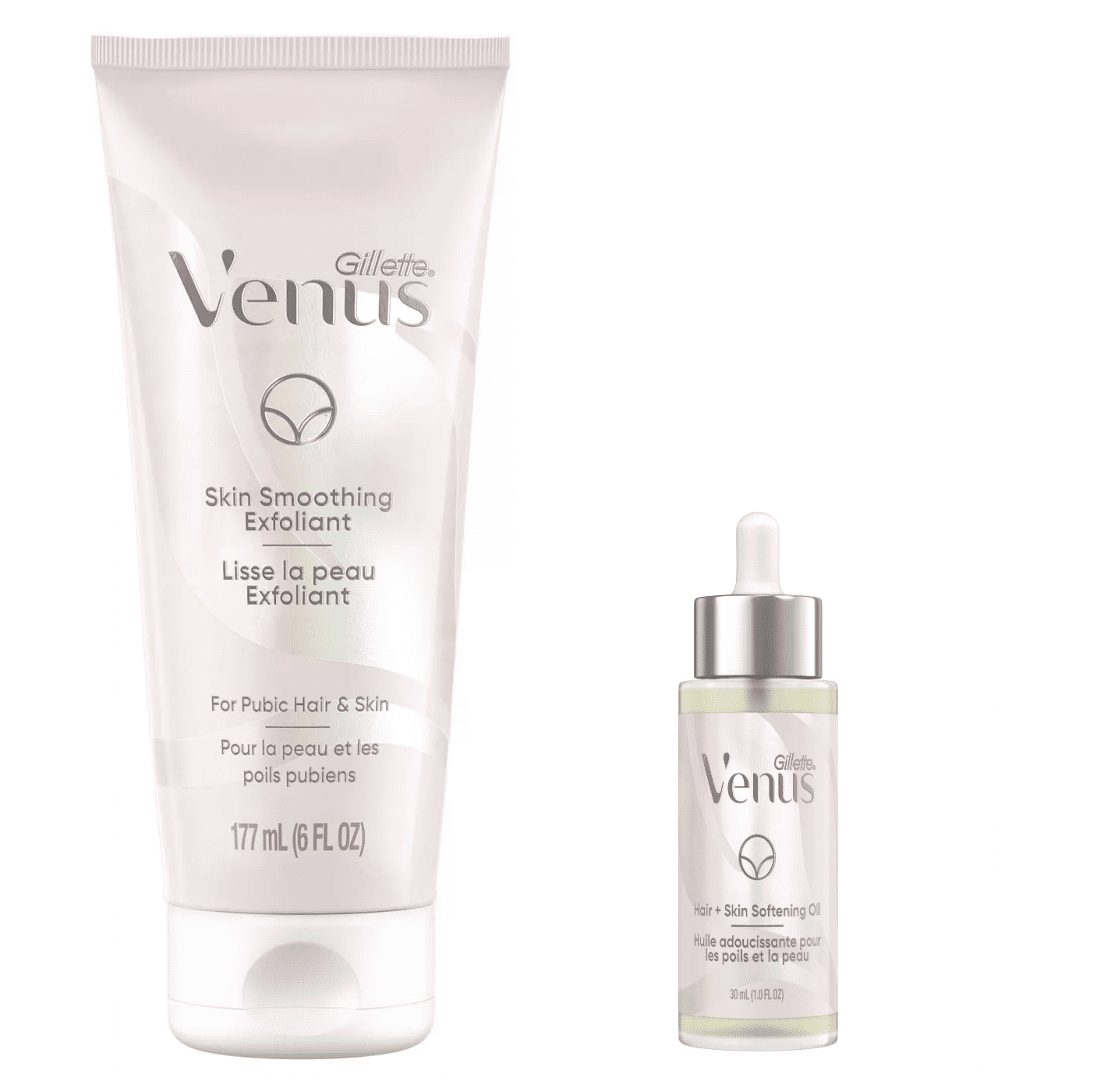 Venus for Pubic Hair & Skin Women's Skin-Smoothing Exfoliant Scrub 6 Oz &  Venus for Pubic Hair & Skin Women's Softening Oil 1 Oz 