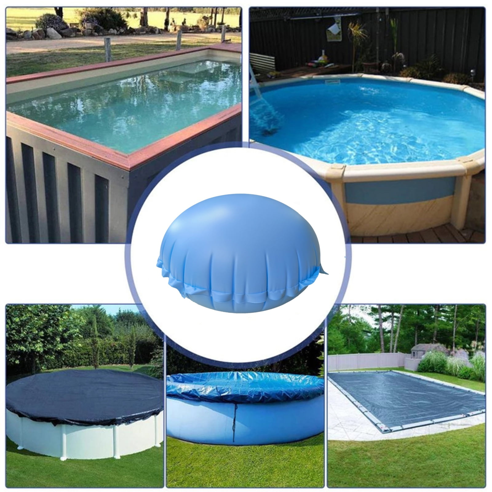 Round Inflatable Winter Pool Pillow for Above Ground Pools, Cold-Resistant Air Pillow for Pool Winterizing, Heavy Duty Pool Cover Protection Pillow for Outdoor Pools