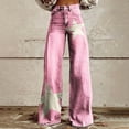 thumbnail image 2 of QIJUNTUO Vintage Flower Print Casual Wide Leg Pants Flare Pants for Women Pink, 2 of 4