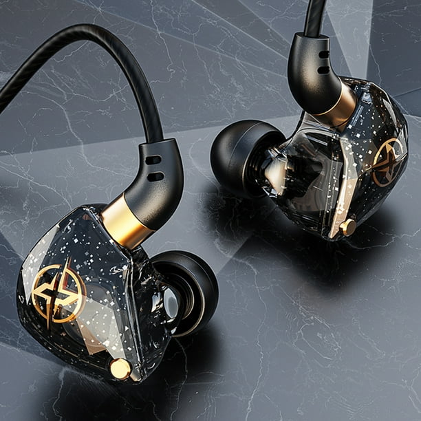Audífonos deportivos de alta fidelidad con micrófono, auriculares de música para teléfonos móviles (negro)