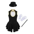 thumbnail image 2 of Linjinx Girls Outfit Festival Kids Cutout Back Leotard Jumpsuit with Accessory Black 8, 2 of 5