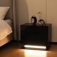 thumbnail image 5 of Hommpa Modern LED Nightstand Set of 2 Adjustable 3 Color LED Light 2 Drawer Bedside Table Storage Cabinet with Auto Sensor Light High Gloss Black Night Stand Smart Motion Sensor Side Table for Bedroom, 5 of 12