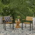 thumbnail image 5 of Outdoor Sofa, LARIS WOOD AND METAL CHAIR, Teak+ Black Patio Furniture,Acacia Wood Outdoor Sectional, Garden & Outdoor & Patio Furniture Patio Seating, 5 of 15