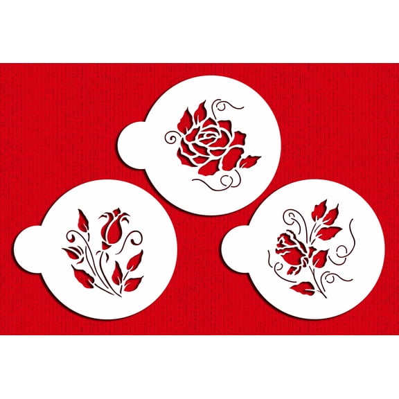 Designer Stencils C809 Roses are Red Cookie Stencils, Beige/semi-transparent