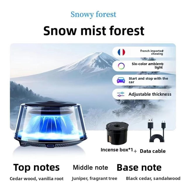 Smart Car Fragrance Diffuser Auto Freshener Cloud Mist With Exquisite Light Decorative Type-C Diffuser Rechargeable