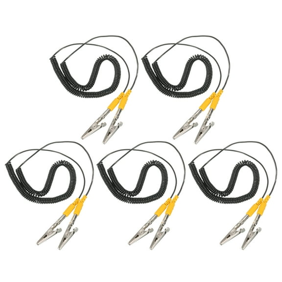 Uxcell ESD Grounding Cable Cord with Alligator Clip 250cm/98.43"for Eliminate Conductor Electrostatic,5pcs(Black)