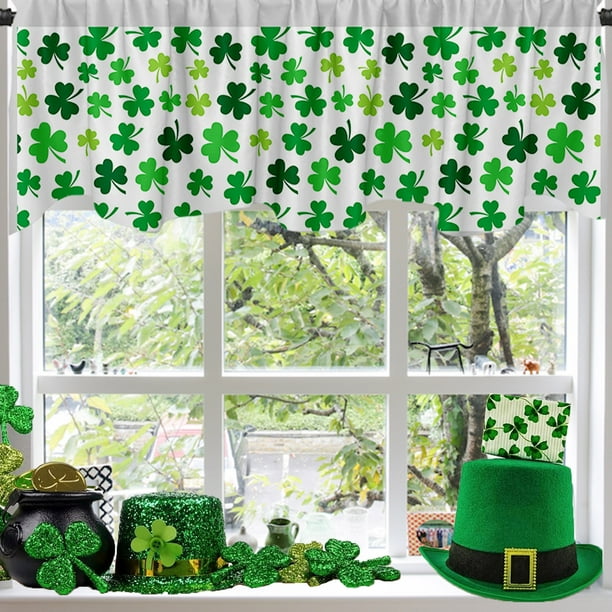 Cortinas de cocina semitransparentes con diseño de San Patricio, ideales para decorar interiores y exteriores. Tejido fácil de limpiar, fácil de instalar. Ideales para cocina, sala de estar, dormitori