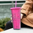 Border New Large Capacity Double Layer Sequined Candy Colored Straw Cup