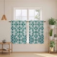 thumbnail image 2 of Teal Green Kitchen Curtains 45 Inch Length, Vintage Abstract Geometric Texture Tiers Curtains for Bathroom Bedroom Cafe, Light Filtering Small Window Treatment Short Tiered Drapes 2 Panels 42"Wx45"L, 2 of 8