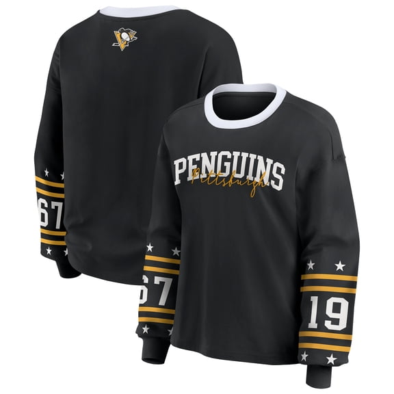 Women's WEAR by Erin Andrews Black Pittsburgh Penguins Long-Sleeve Sport T-Shirt