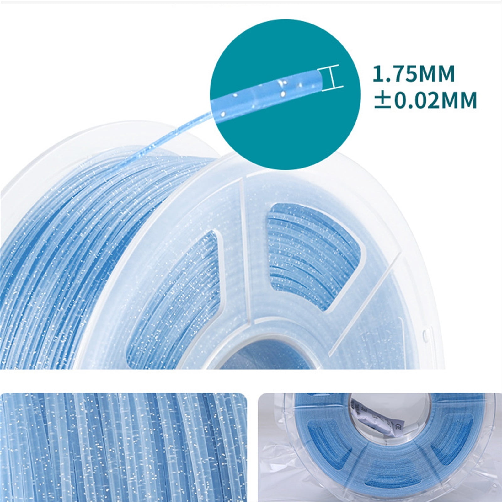 3D Printer PLA Filament, Glitter Sky Blue, 1.75mm +/- 0.02 Mm 1kg, Great for 3d Printing Pen 3D Printing