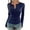 Navy, variant on Womens Tops Long Sleeved Round Neck Solid Color Button Up Shirt Navy M,Blouse for Women