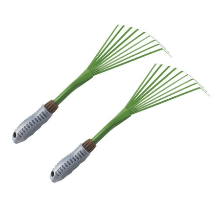 IDEANATEGRATE 2Pcs Lengthened 9-Teeth Rakes for Yard and Outdoor Cleaning 15.4x6.3x1.2in
