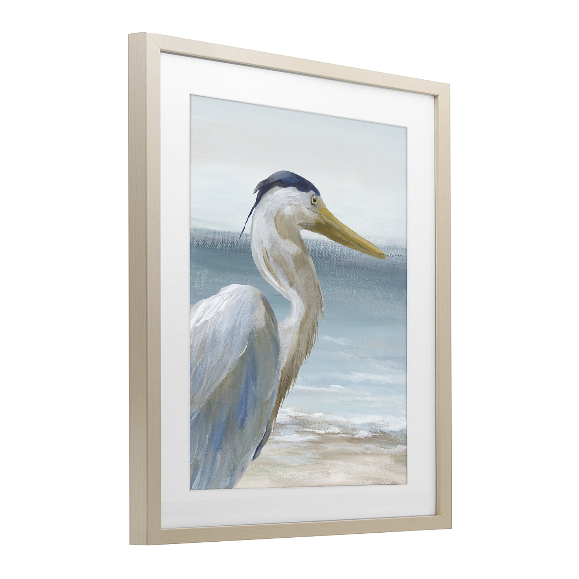 Stupell Industries Right Gazing Heron Birch Framed Print Under Glass, design by Nan