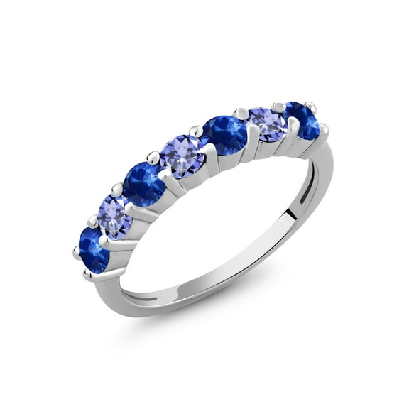 Gem Stone King 925 Sterling Silver Blue Sapphire and Blue Tanzanite Women Anniversary Ring (1.50 Cttw, Gemstone Birthstone, Available in Size 5, 6, 7, 8, 9)