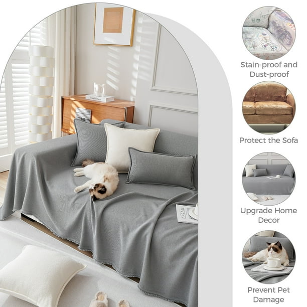 Lovote Water Resistant Couch Cover Blanket X Large Sofa Blanket Strong Sturdy Sofa Cover for Furniture Protect Machine Washable Farmhouse Style Blanket Sofa Home Decor Gray 71 x 118 Walmart Business S...