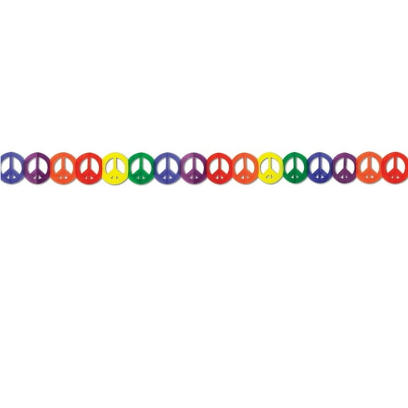 Party Central Club Pack of 12 Multi-Color Peace Sign Garlands 12'