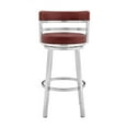 thumbnail image 2 of 26 Inch Leatherette Counter Height Barstool, Silver and Red- Saltoro Sherpi, 2 of 5