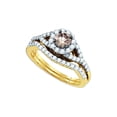 thumbnail image 1 of 14kt Yellow Gold Round Brown Diamond Bridal Wedding Ring Band Set 1 Cttw, 1 of 4