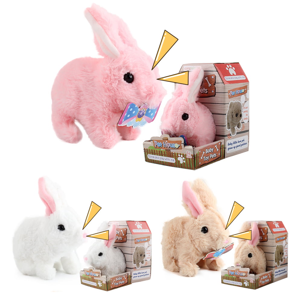 Pack of 2 Battery Operated Hopping Rabbit Bunny Animated Plush Stuffed Toy 