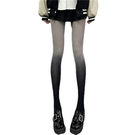 

Women Gothic Thin Pantyhose Gradient Contrast Color Semi Sheer Sexy Silky Tights