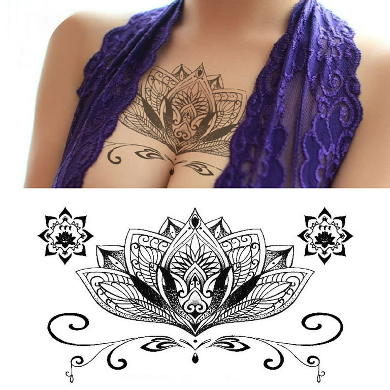 Sehao Tattoo Artist Gifts Black Underboob Tattoo Temporary Tattoo Stickers  On Chest Waist Waterproof Body Paper 