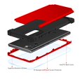 thumbnail image 3 of Dteck Heavy Duty Shockproof Cell Phone Case with Tempered Glass Screen Protector for Samsung Galaxy Note 20, Red, 3 of 9