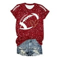 thumbnail image 4 of Bibifish Womens Tshirts Football Print Glitter Short Sleeve Tops Summer Football Season Crew Neck Slim Fit Pullover T-Shirts, 4 of 5