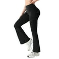 thumbnail image 2 of Domuza Women's Flare Yoga Pants with Pockets High Waist Flared Leggings Bootcut Gym Workout Pants Black M, 2 of 6