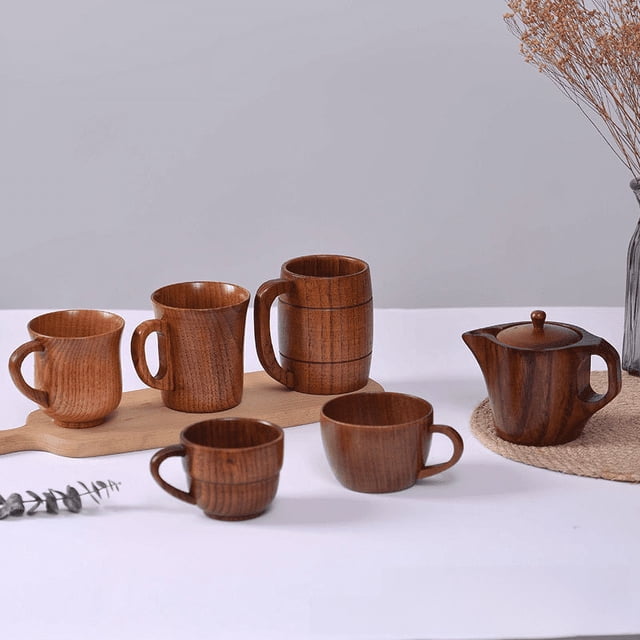 Taza de madera creativa Taza de protección del medio ambiente Taza de madera maciza anti-escaldaduras