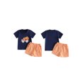 thumbnail image 2 of Cjfdfy Toddler Baby Boy Halloween Thanksgiving Outfits Infant Baby Boys Summer Fall Clothes Short Sleeve Pumpkin in Truck Embroidery T-Shirt and Plaid Pockets Shorts Set, 2 of 9